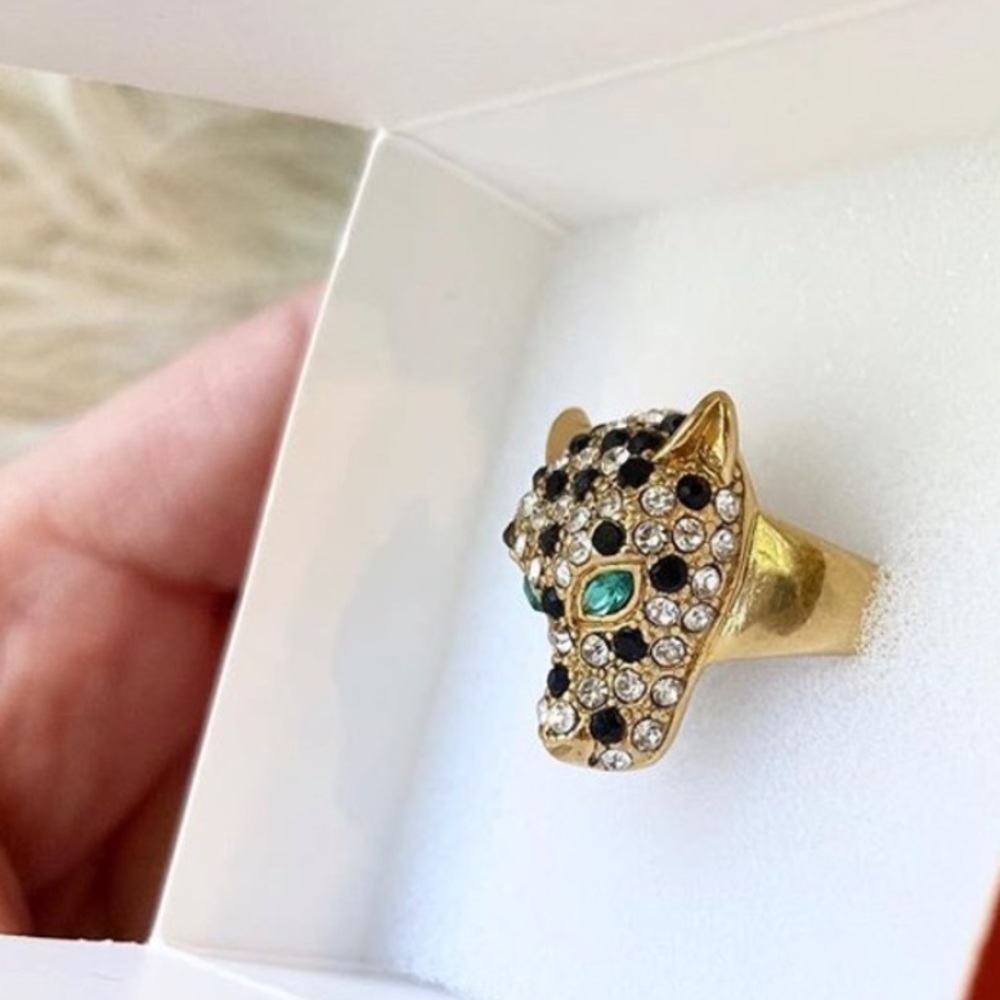 Stella & Dot | Pavé + Gold🐯Roar Cheetah Panther Cocktail Ring Retired - Picture 16 of 16